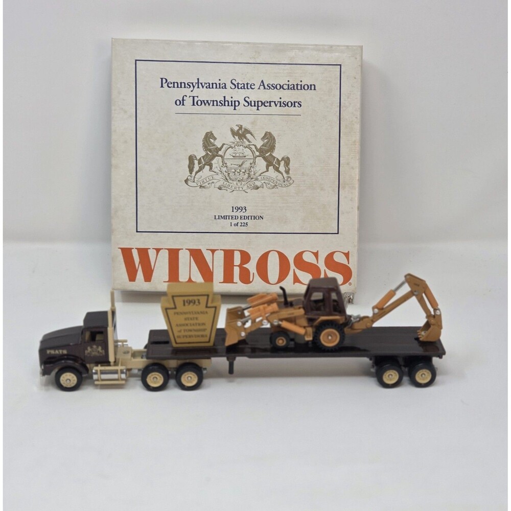 Winross 1993 PSATS Tractor Trailer w/ Case Backhoe Loader 1/225 LE Diecast